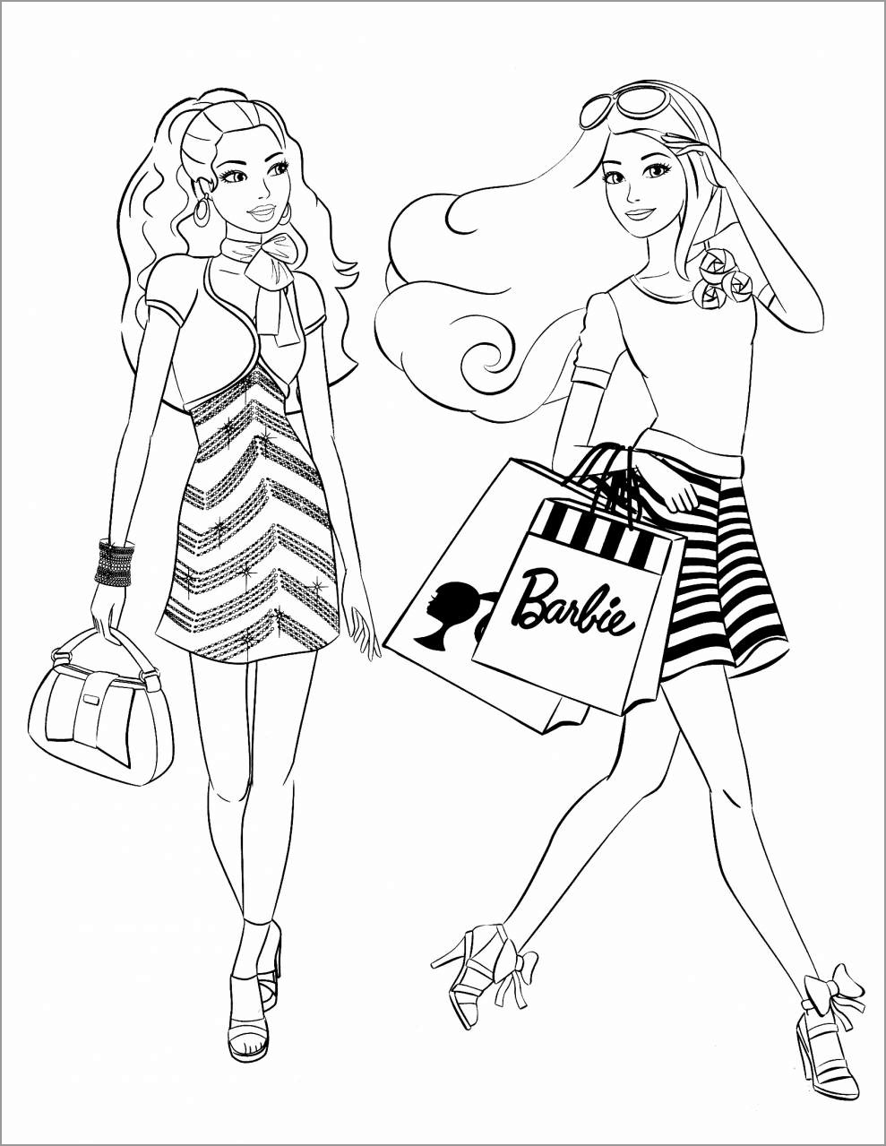 Barbie Shopping Coloring Page