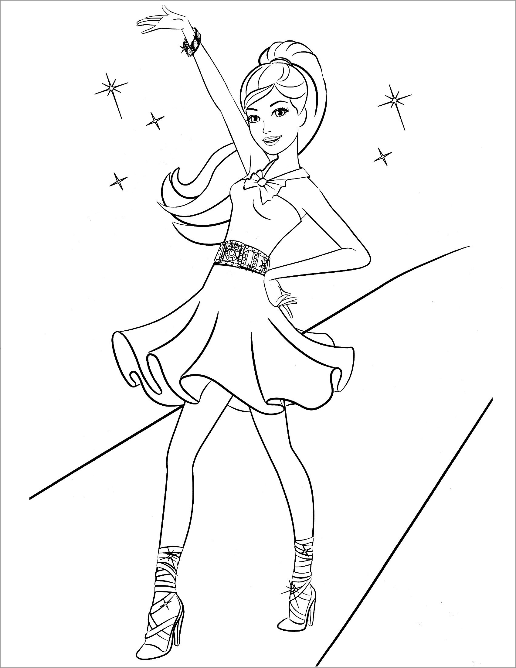 Barbie Superstars Coloring Page