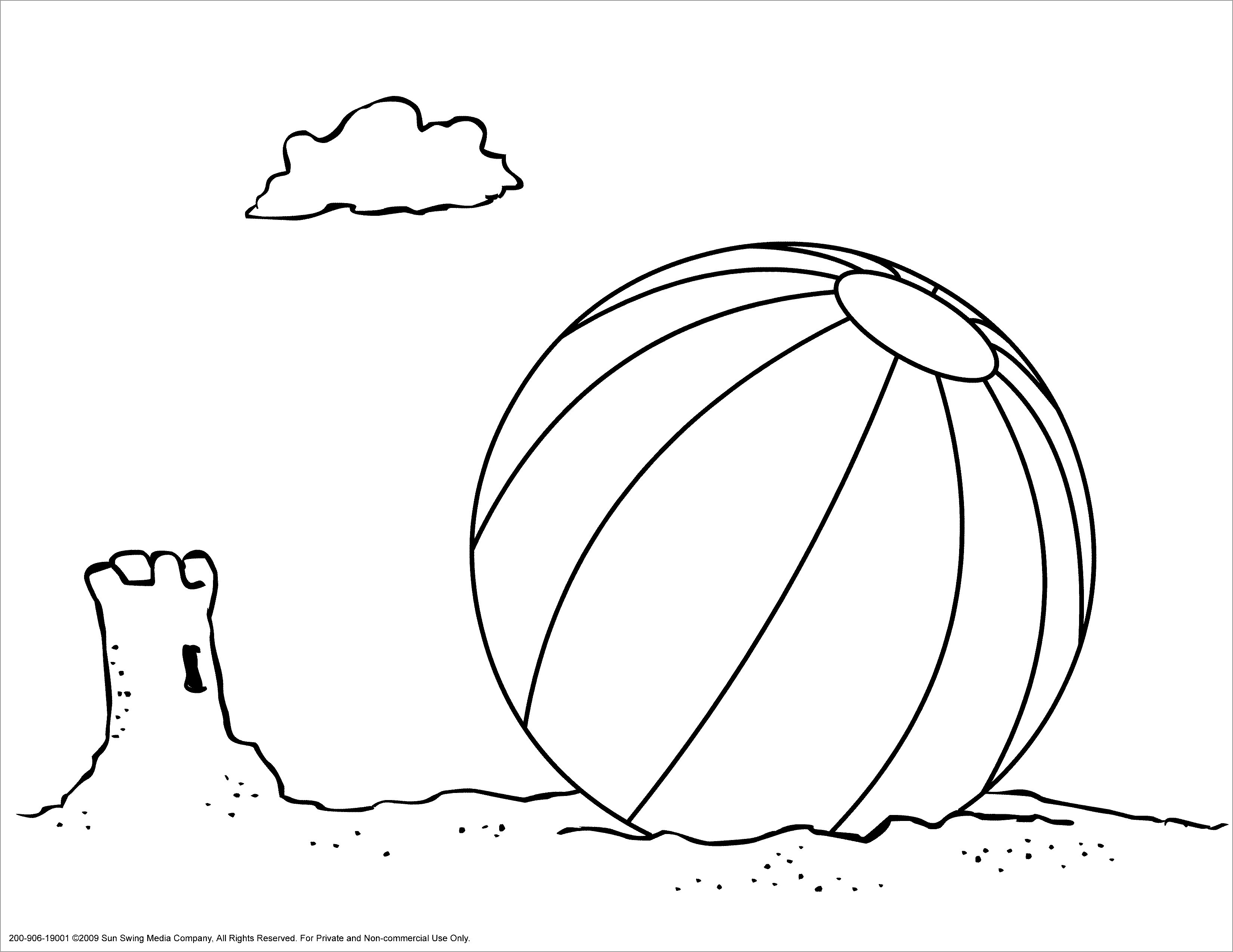 Beach Ball On the Sand Coloring Pages