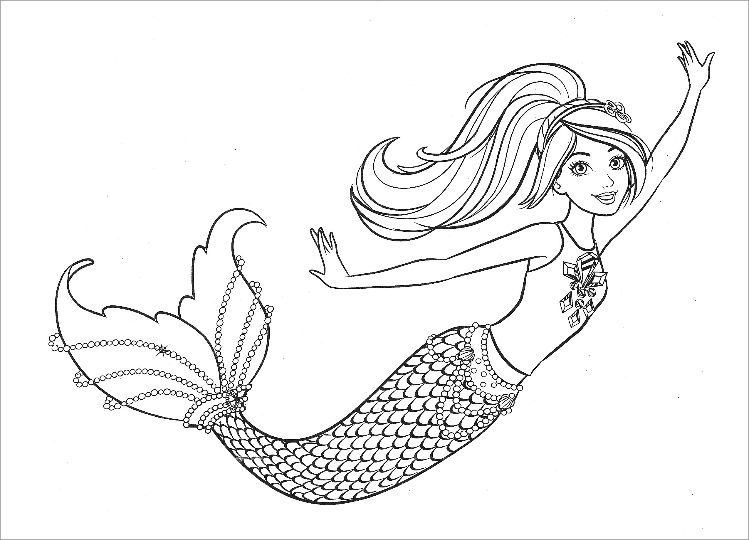 Beautiful Mermaid Barbie Coloring Page   ColoringBay