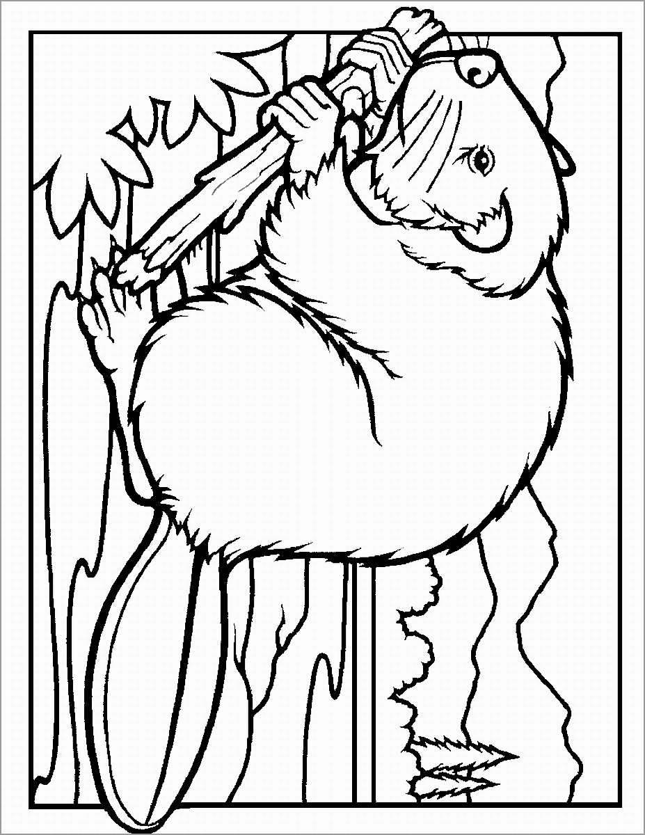 Beaver Lodge Coloring Page
