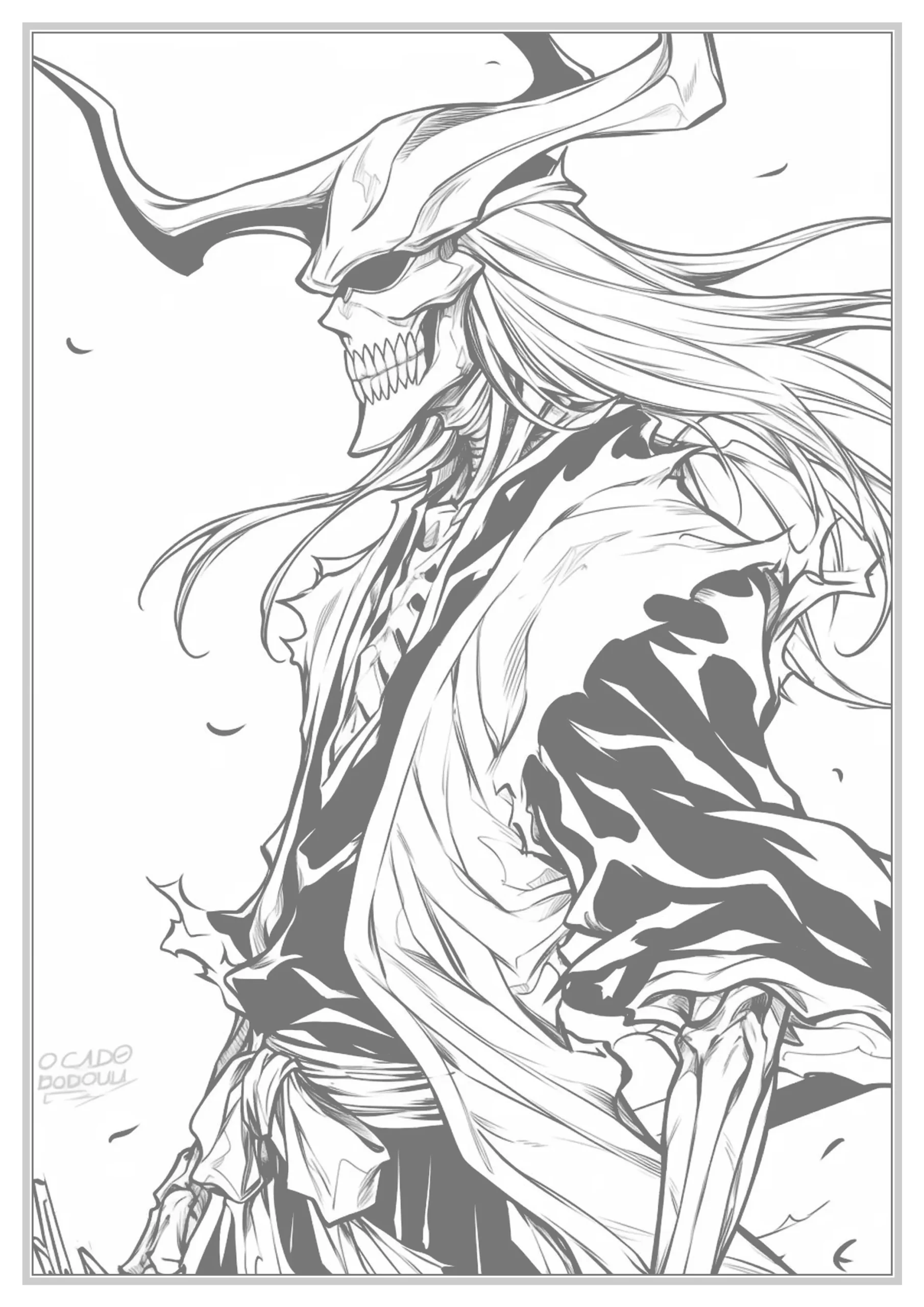 black and white photo of bleach coloring page