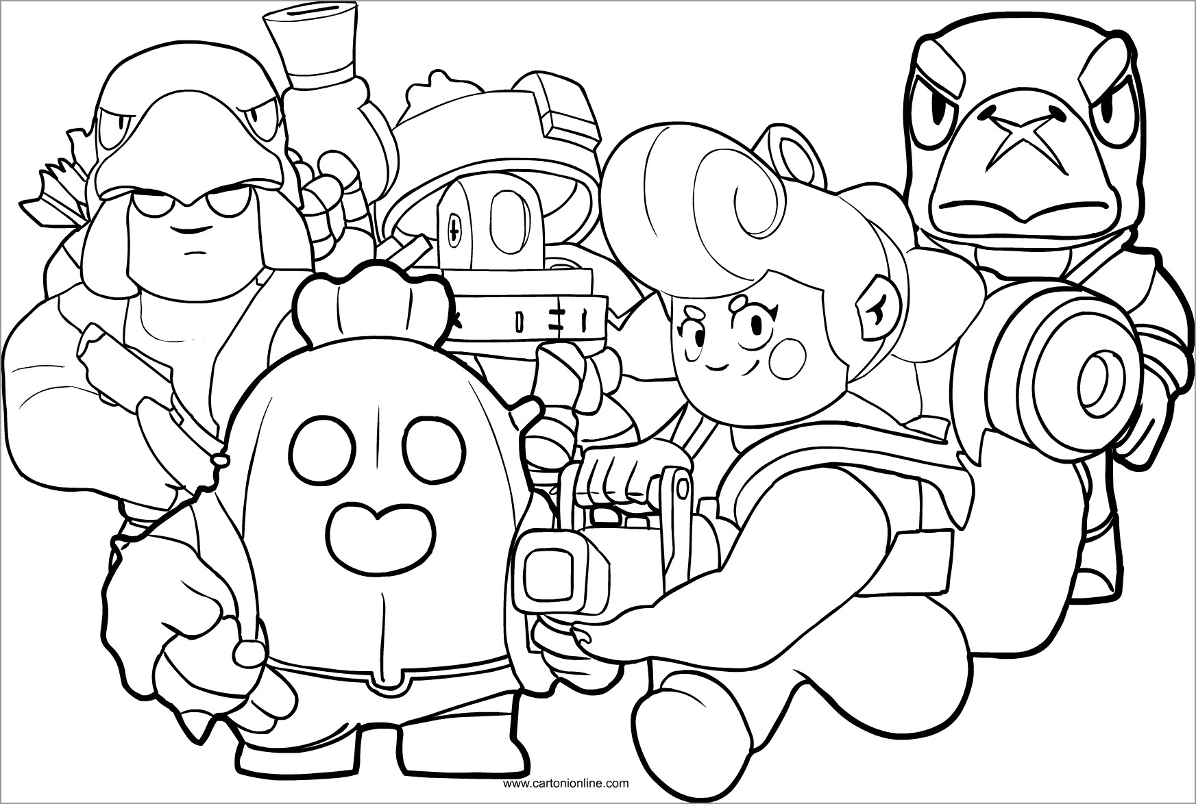 Brawl Stars Characters Coloring Page