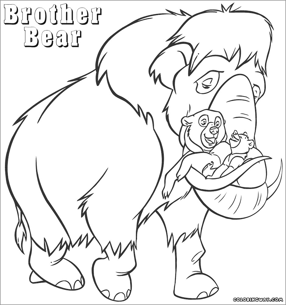 Brother Bear and Mammoth Coloring Page