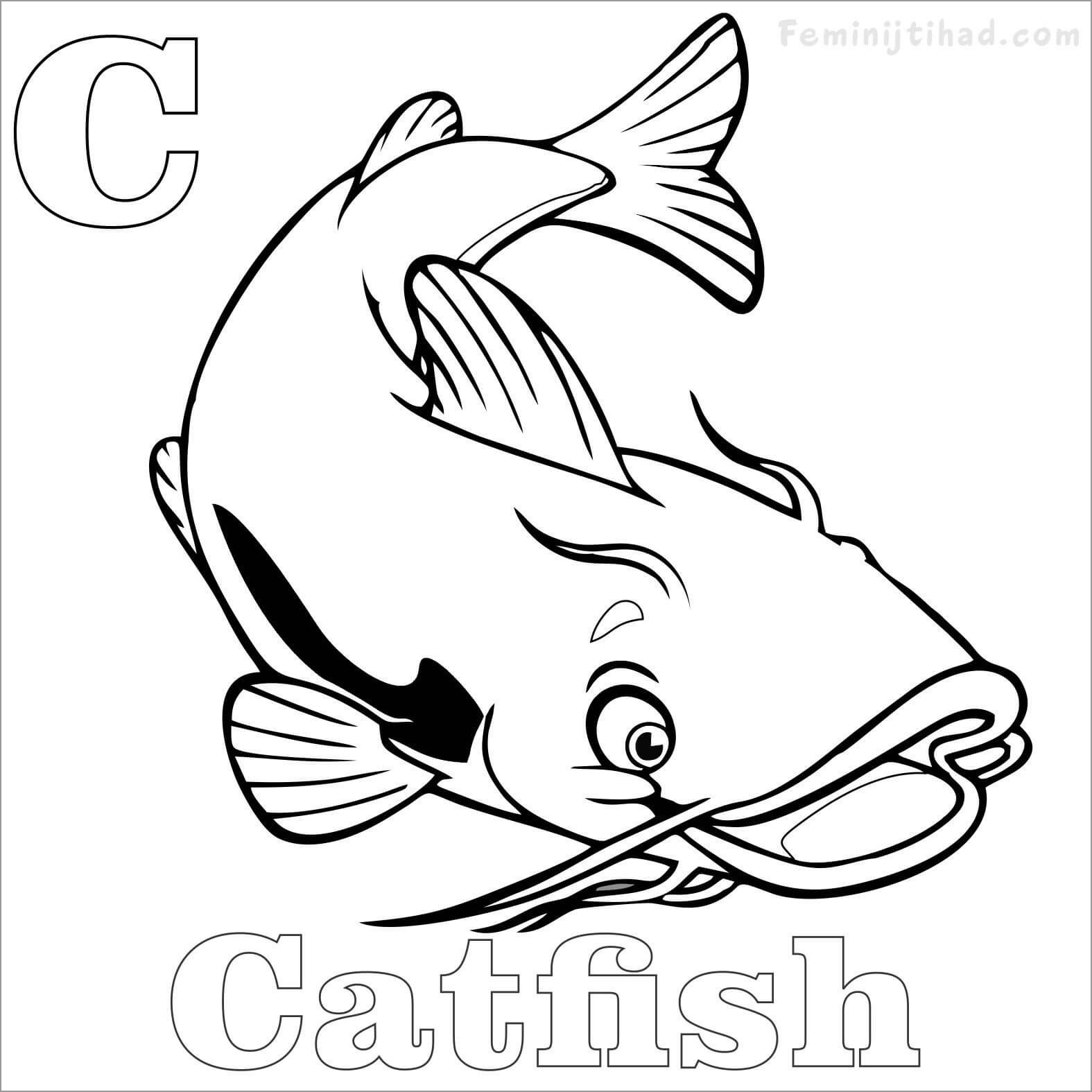 C for Catfish Coloring Page