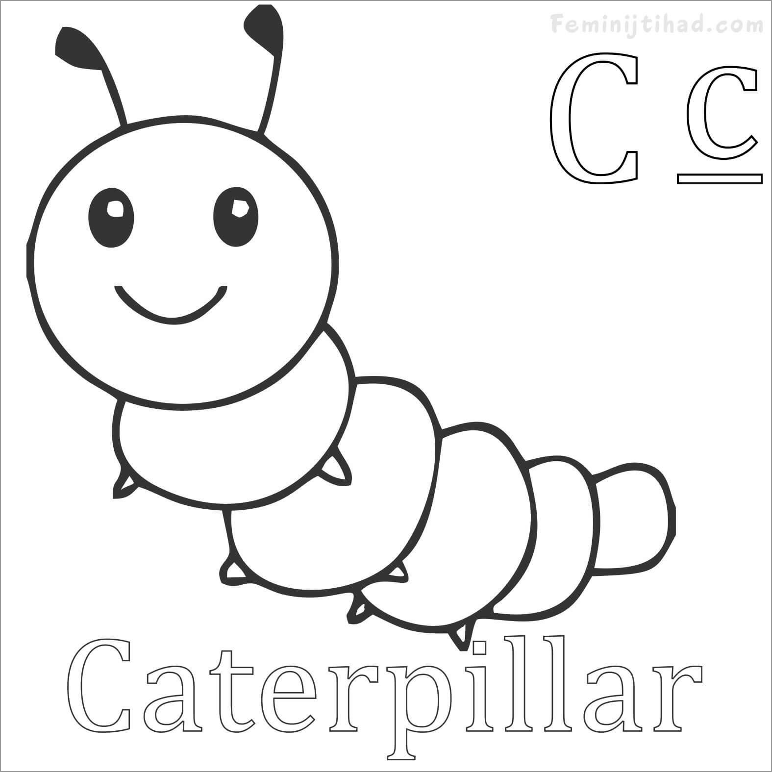 C is for Caterpillar Coloring Page   ColoringBay