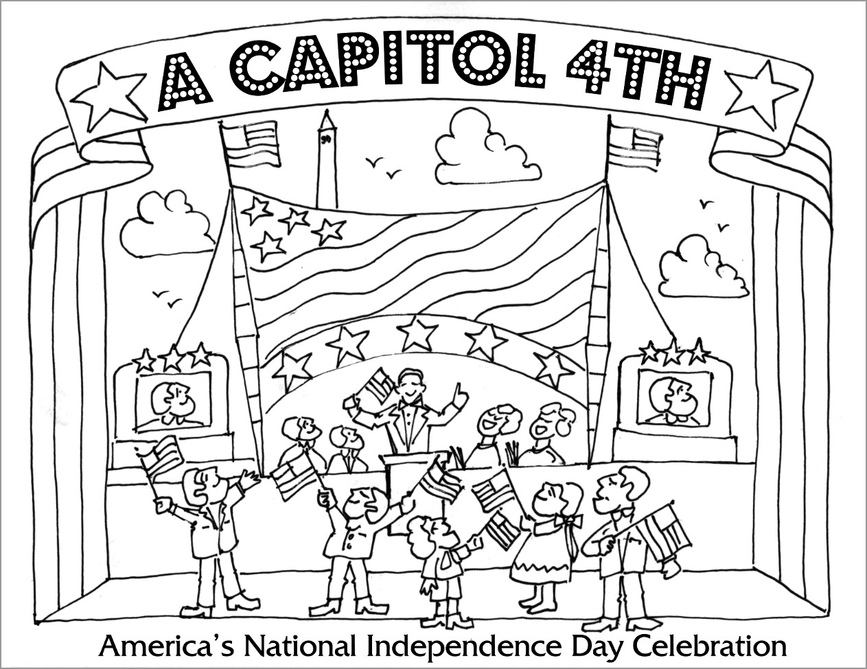 Capitol Fourth 4th July Coloring Page for Kids