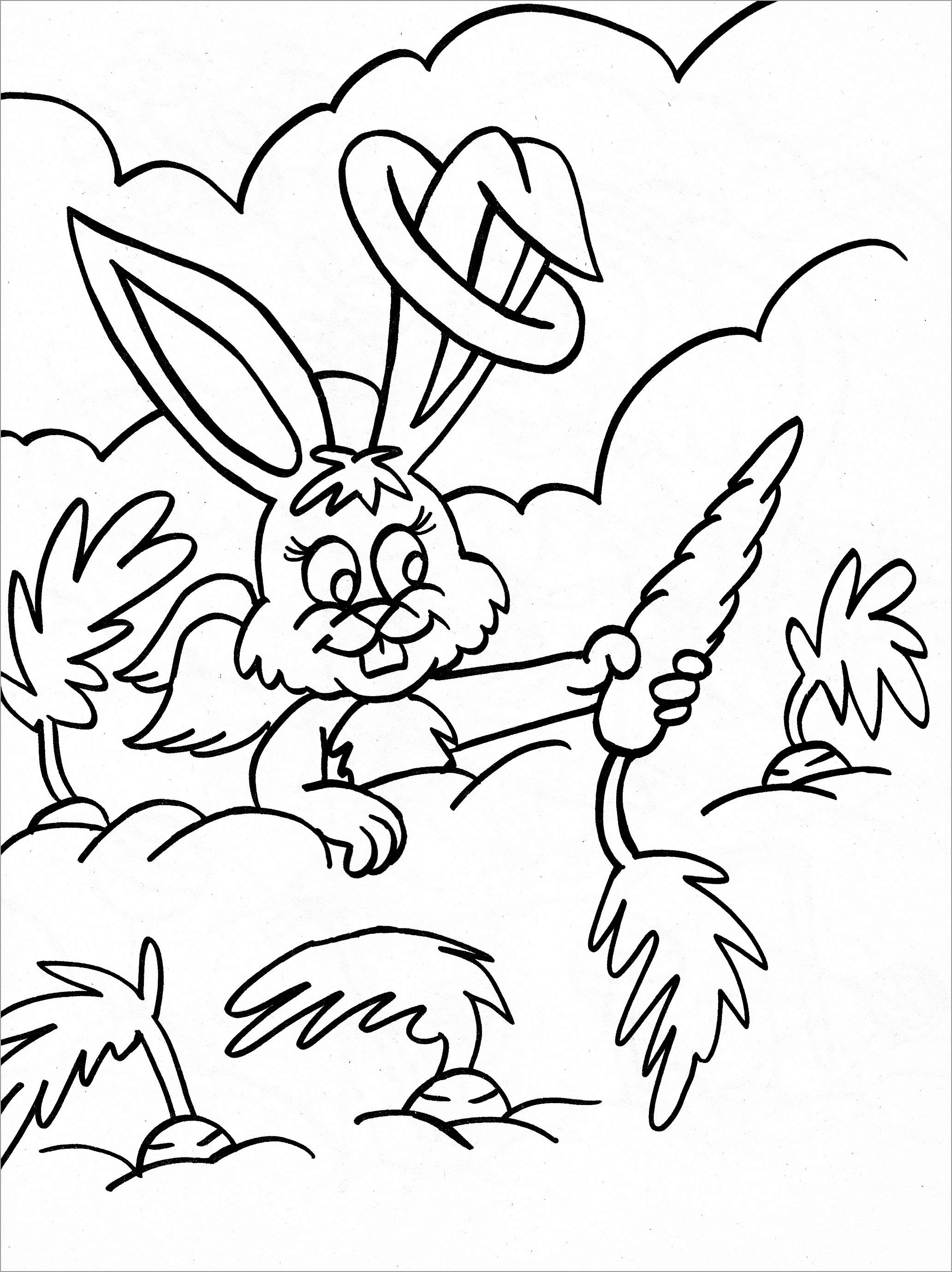 Carrot And Rabbit Coloring Page Coloringbay