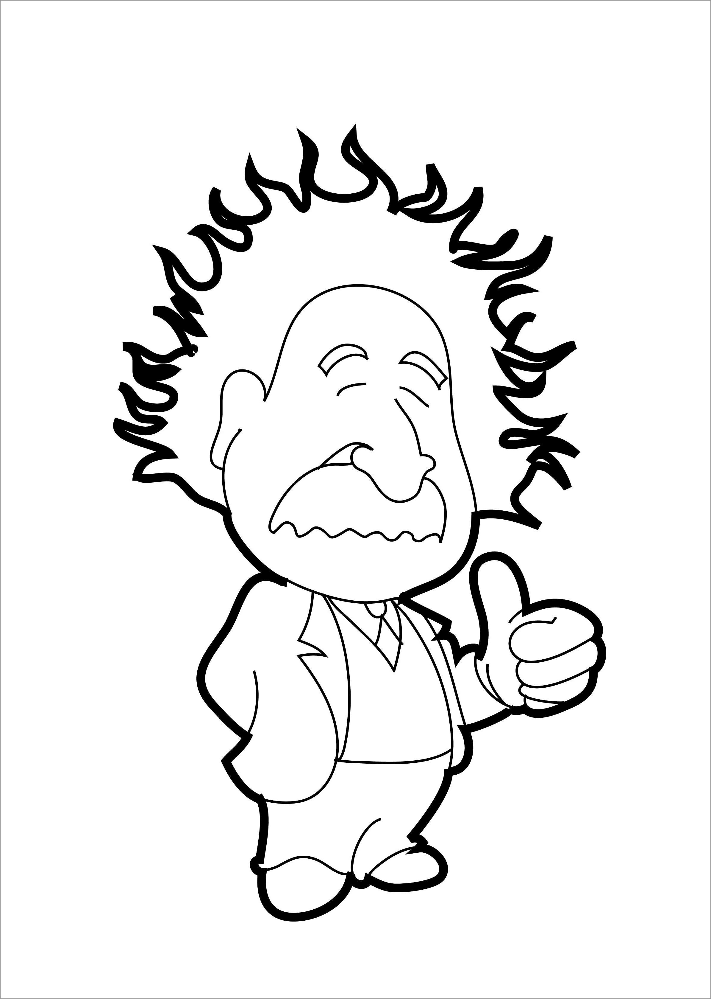 Cartoon Albert Einstein Thumbs Up Coloring Page
