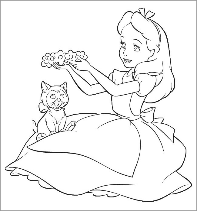 Cartoon Alice In Wonderland Coloring Page