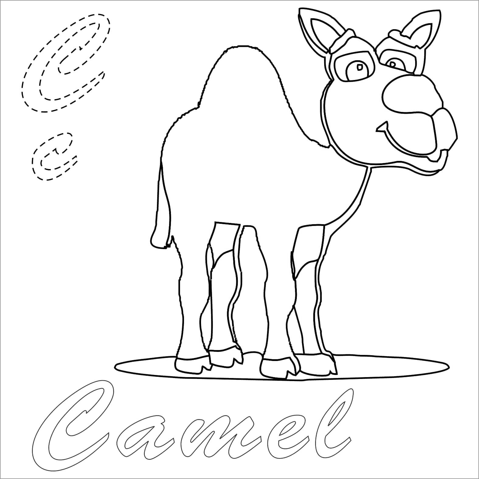 Cartoon C for Camel Coloring Page