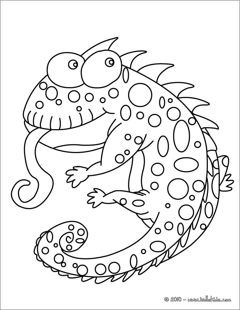 Cartoon Chameleon Coloring Page