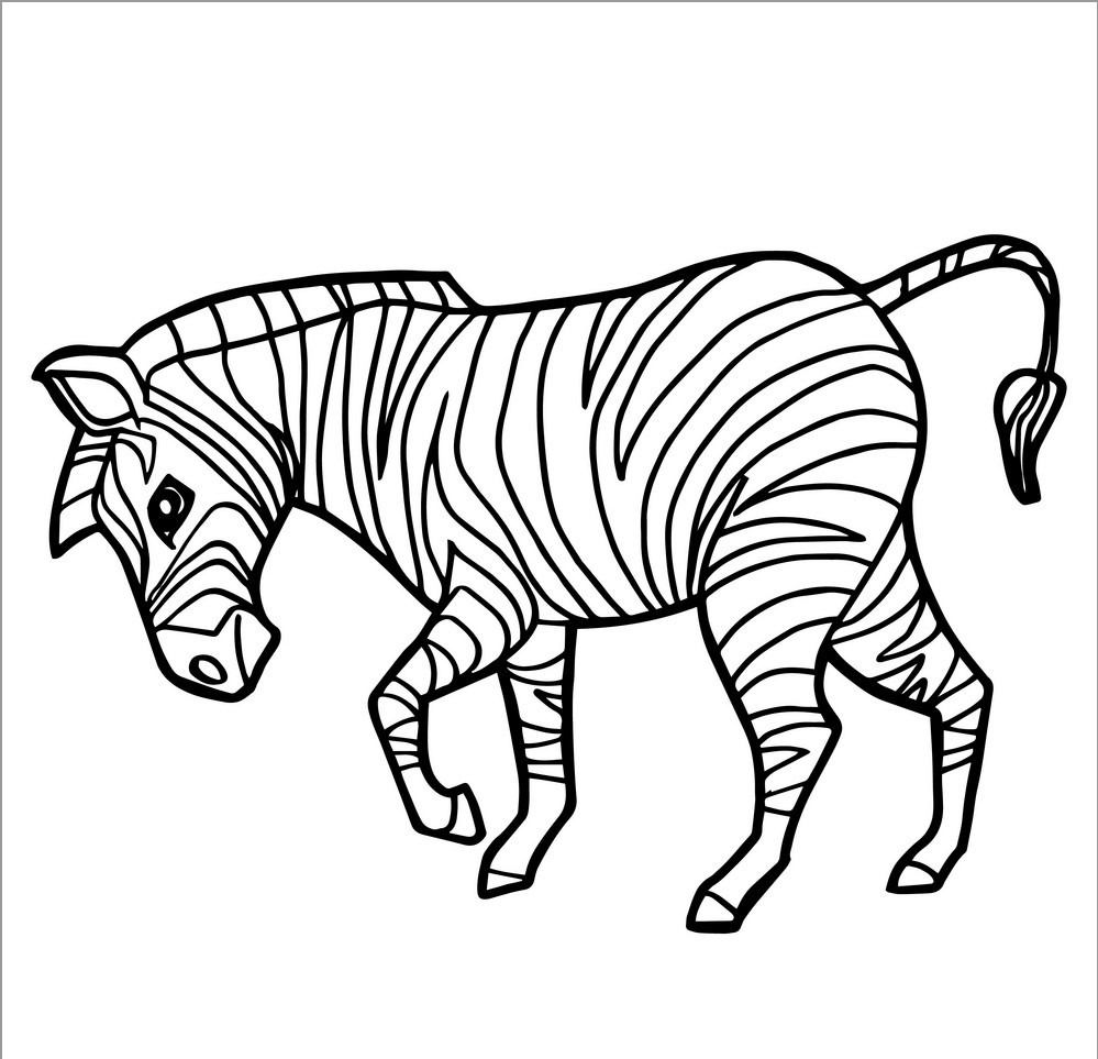 Cartoon Cute Zebra Coloring Page