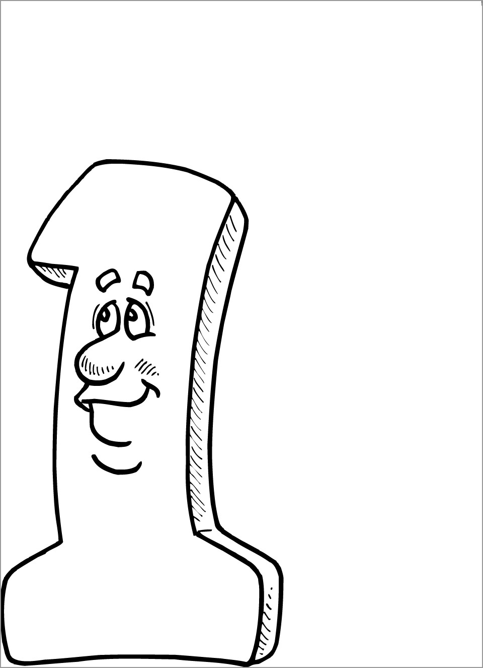 Cartoon Number 1 Coloring Page