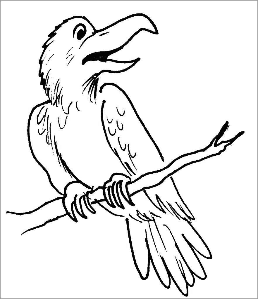 Cartoon Raven Coloring Page
