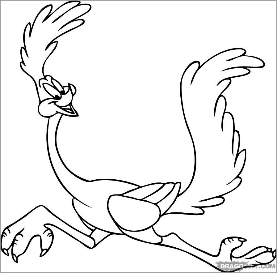 Cartoon Roadrunner Coloring Page for Kids