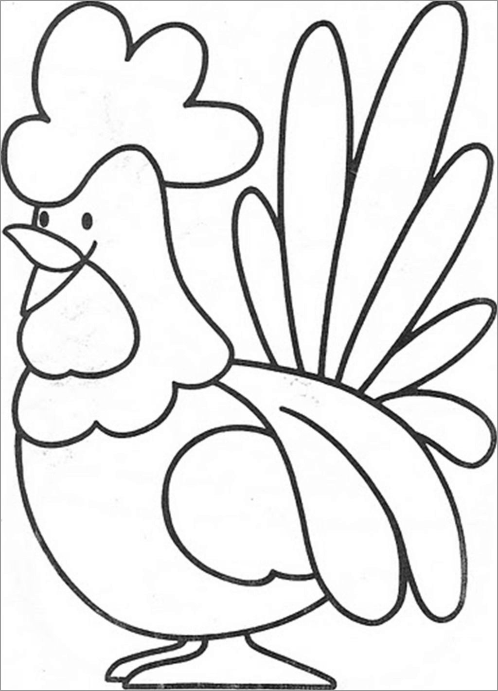 Cartoon Rooster Coloring Page