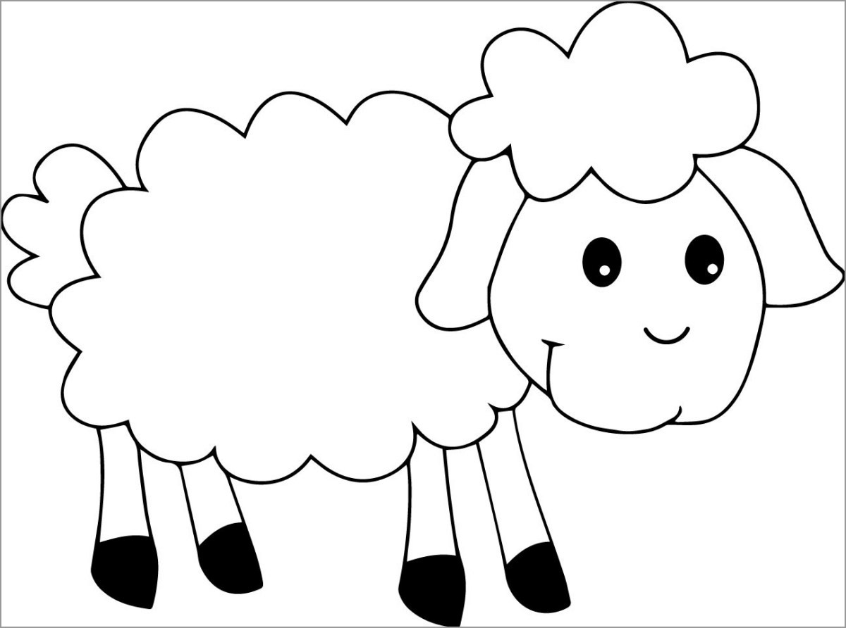 Cartoon Sheep Coloring Page for Kindergarten