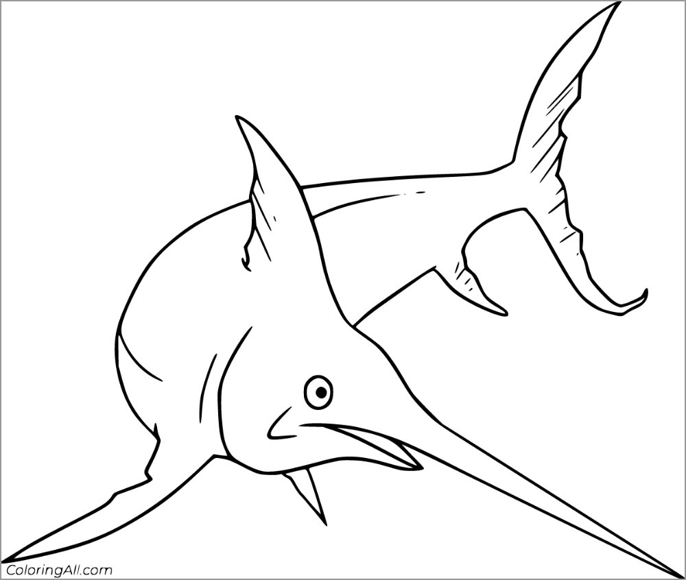 Cartoon Swordfish Coloring Page