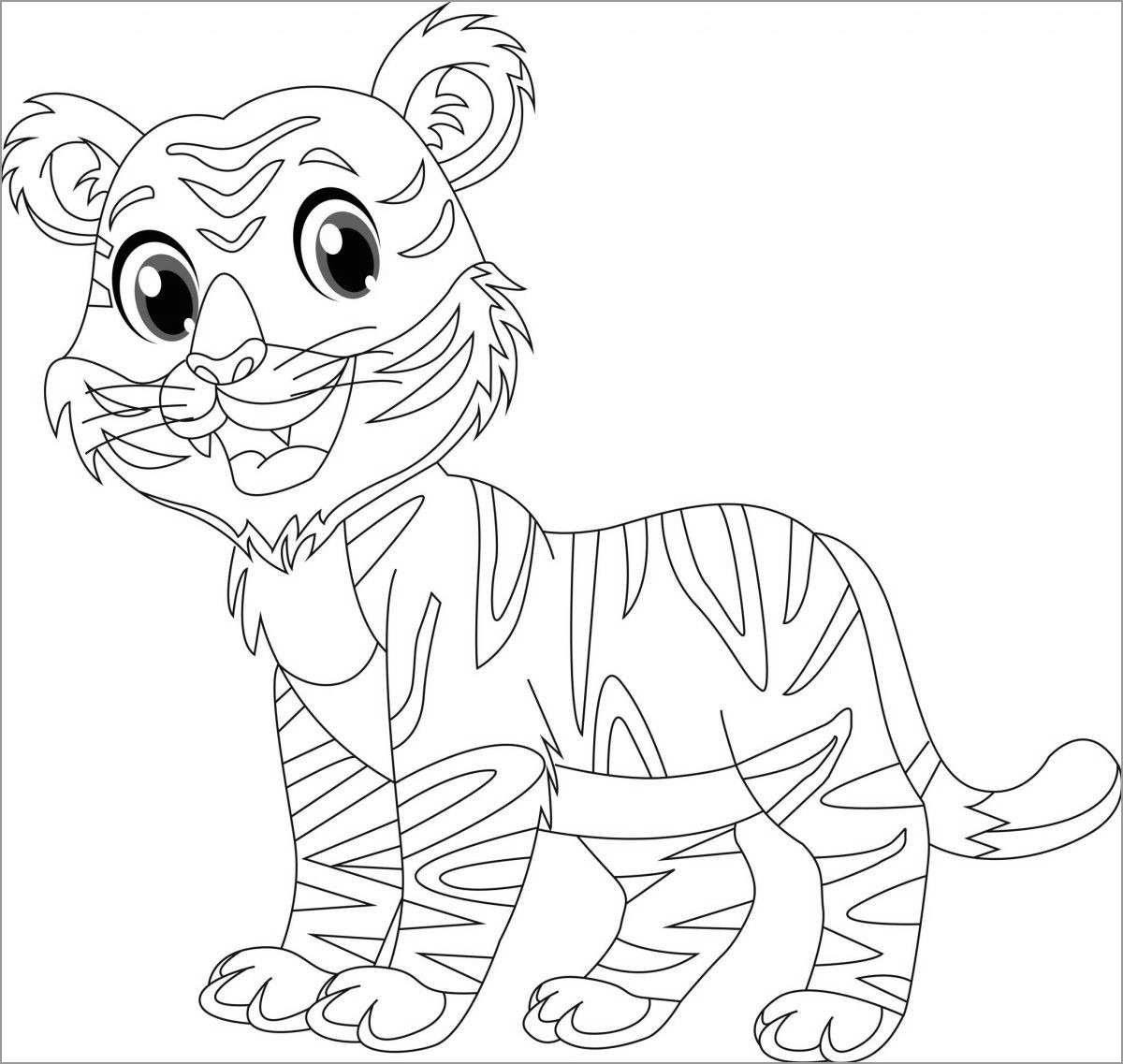 Cartoon Tiger Coloring Page