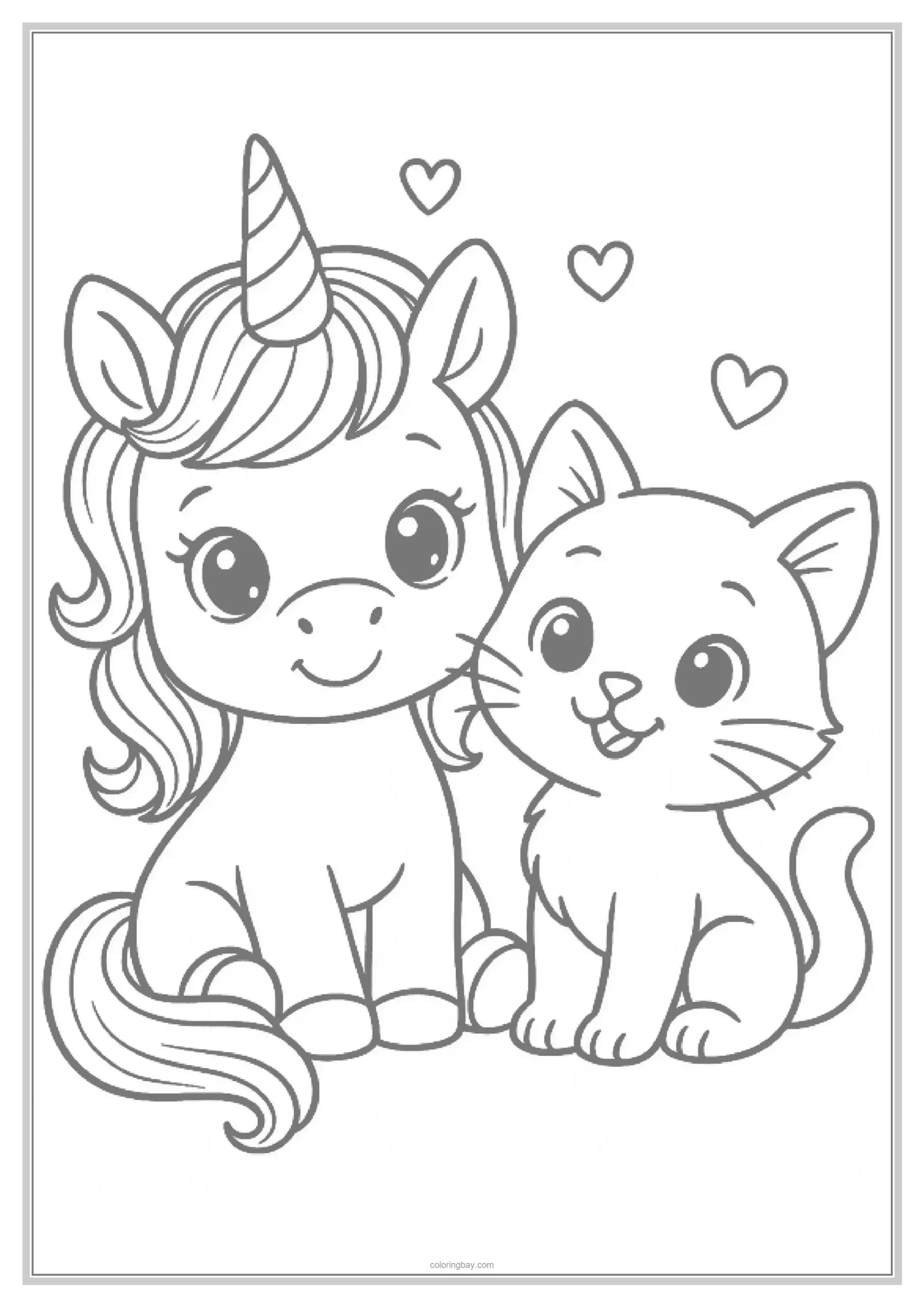 cat and unicorn coloring page cat and unicorn coloring page