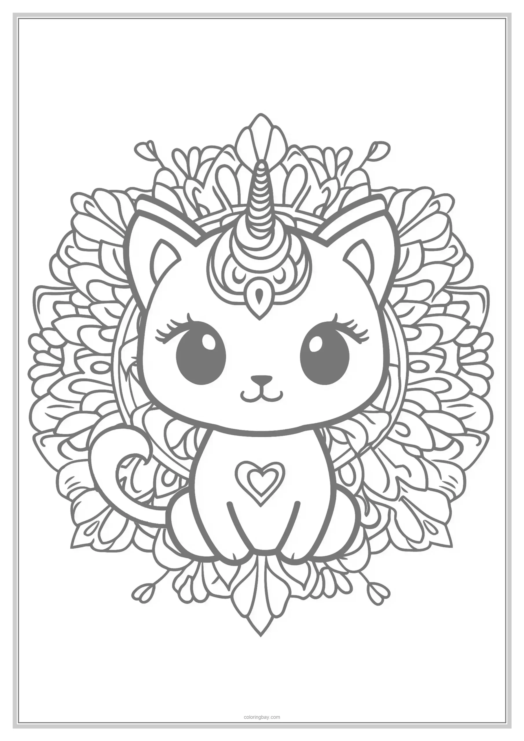 cat unicorn coloring page for adult cat unicorn coloring page for adult