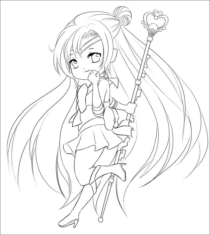 Chibi Anime Coloring Page to Print   ColoringBay