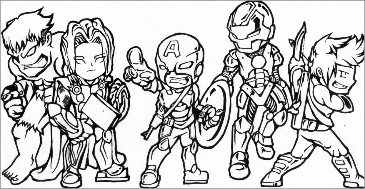 Chibi Avengers Coloring Pages