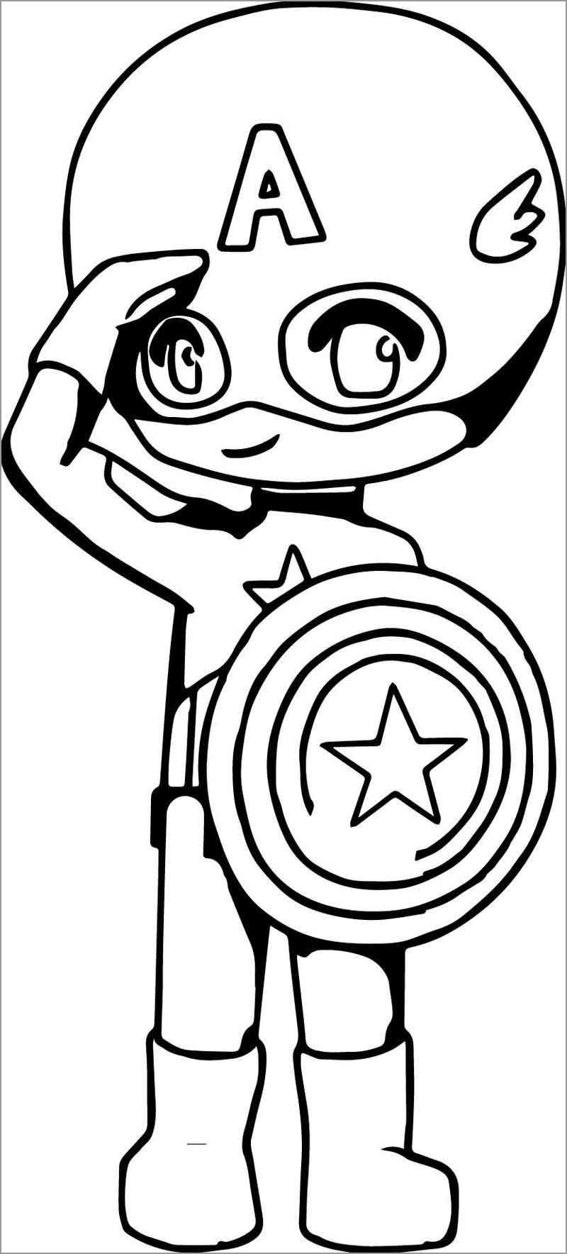 Chibi Captain America Coloring Page