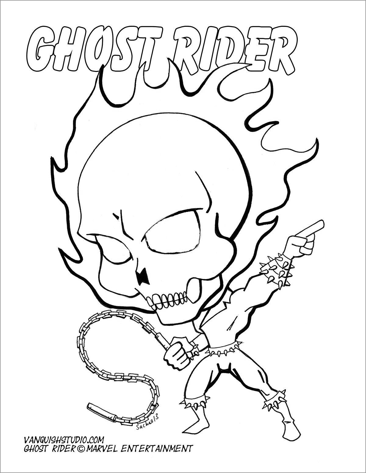 Chibi Ghostrider Coloring Page