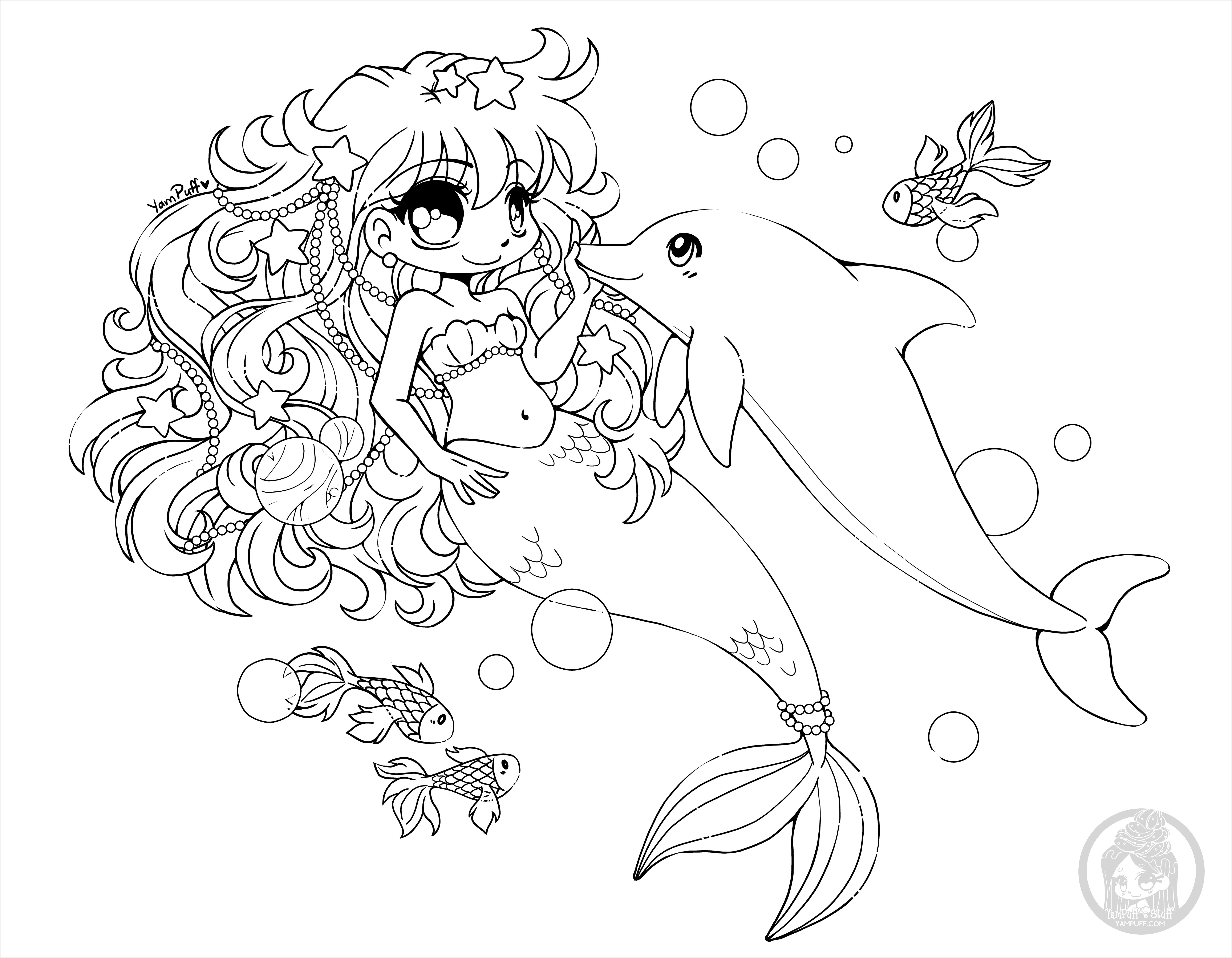 Chibi Mermaid Coloring Pages   ColoringBay
