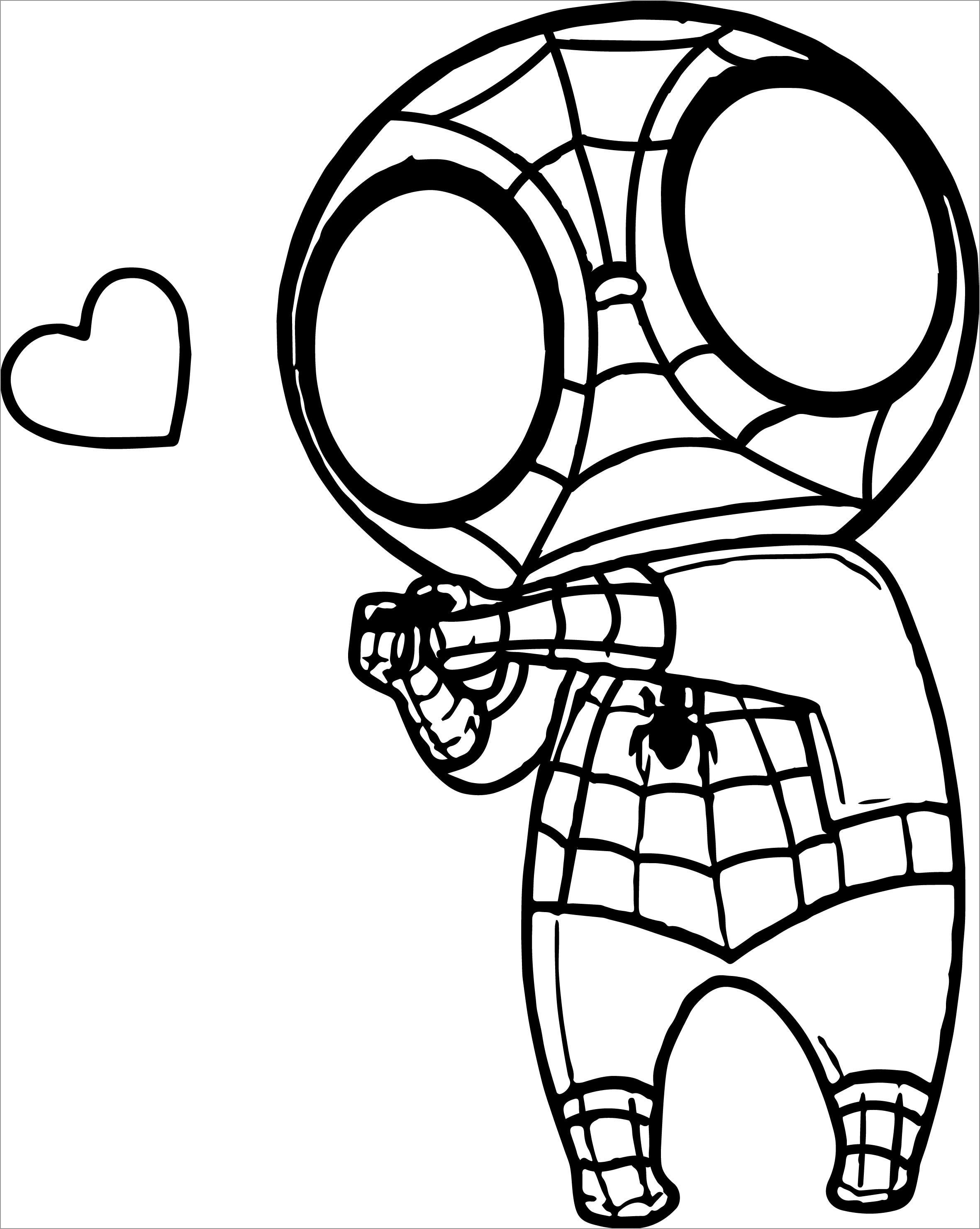 Chibi Spiderman Coloring Page for Kids   ColoringBay
