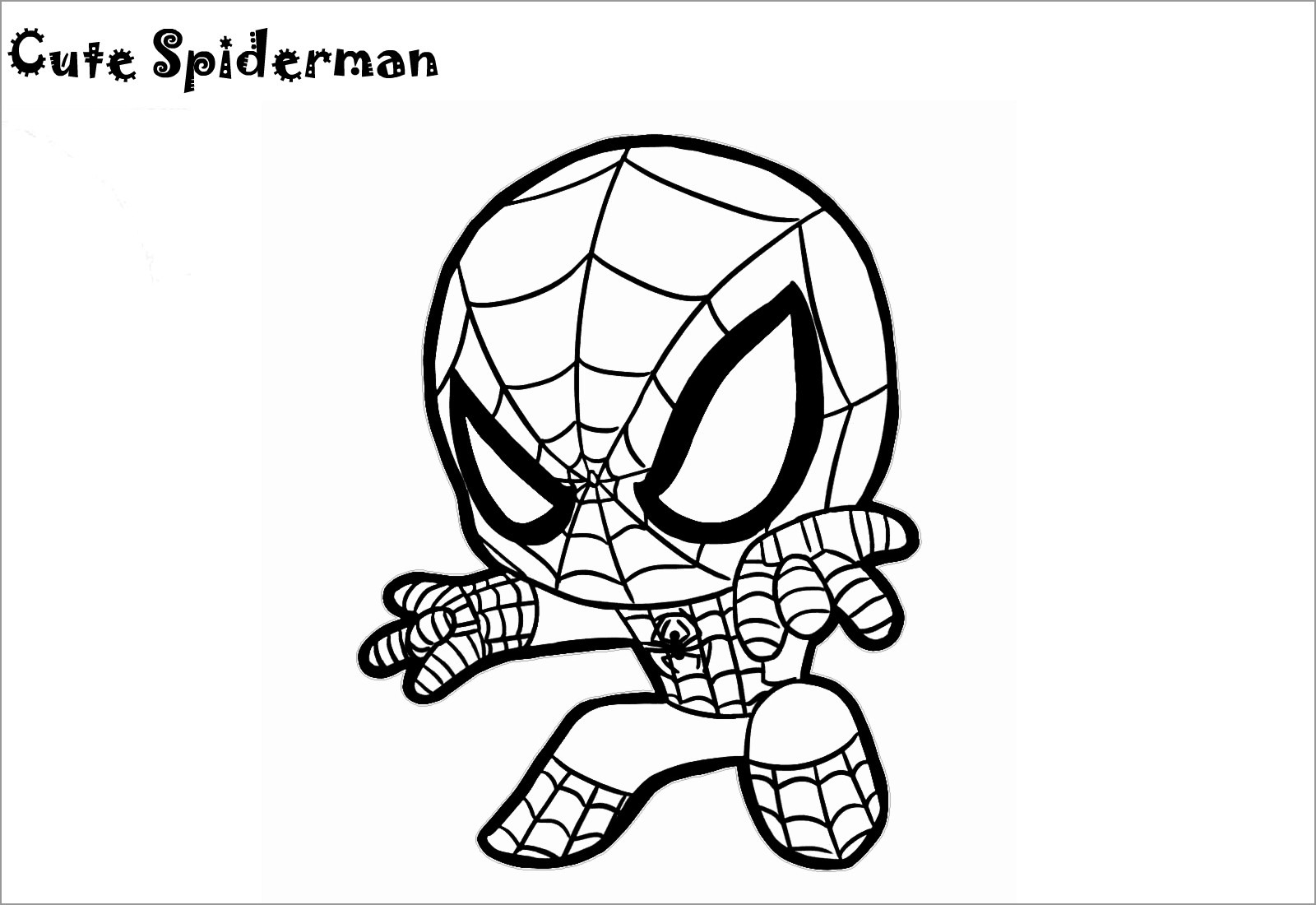 Chibi Spiderman Coloring Page to Print   ColoringBay