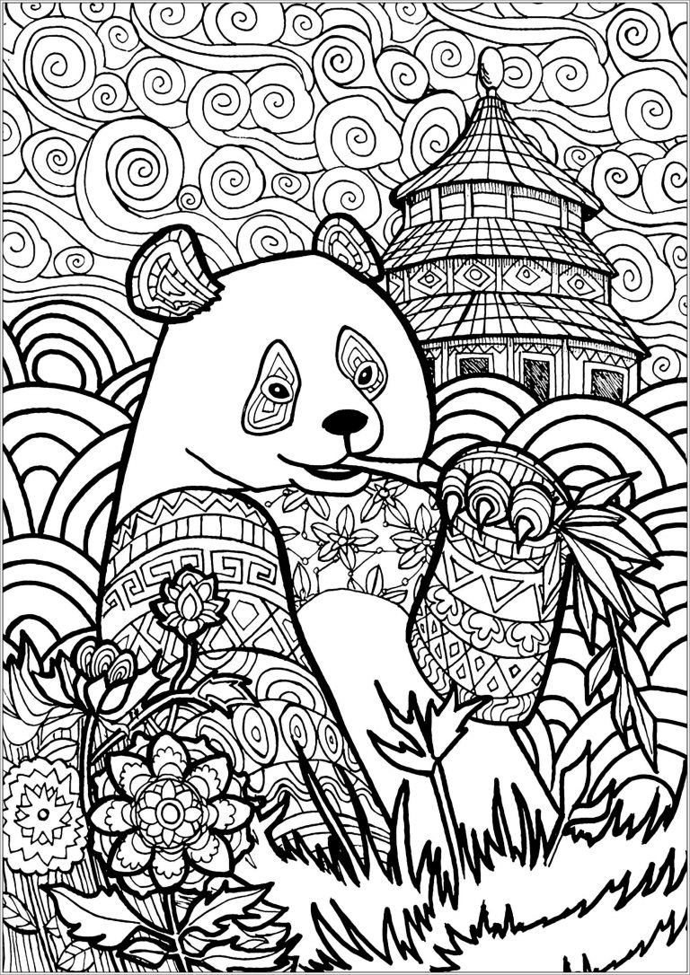 Chinese Panda Coloring Page - ColoringBay