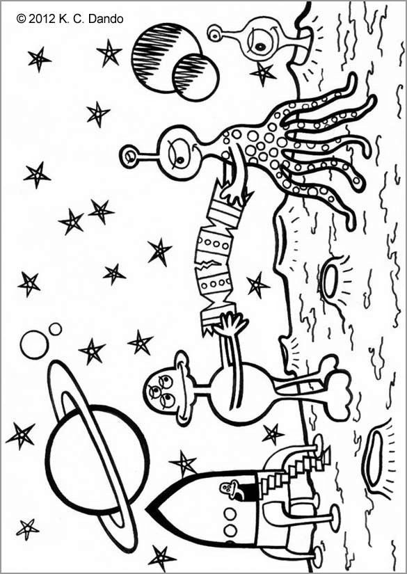 Christmas Alien Coloring Page