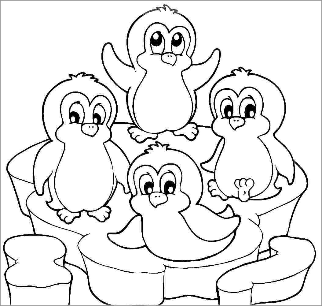 Christmas Baby Penguin Coloring Page to Print