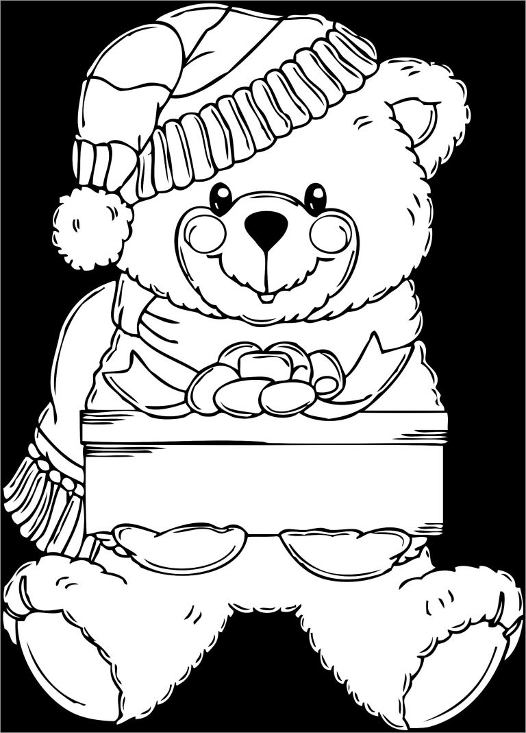 Christmas Bear Coloring Page - ColoringBay
