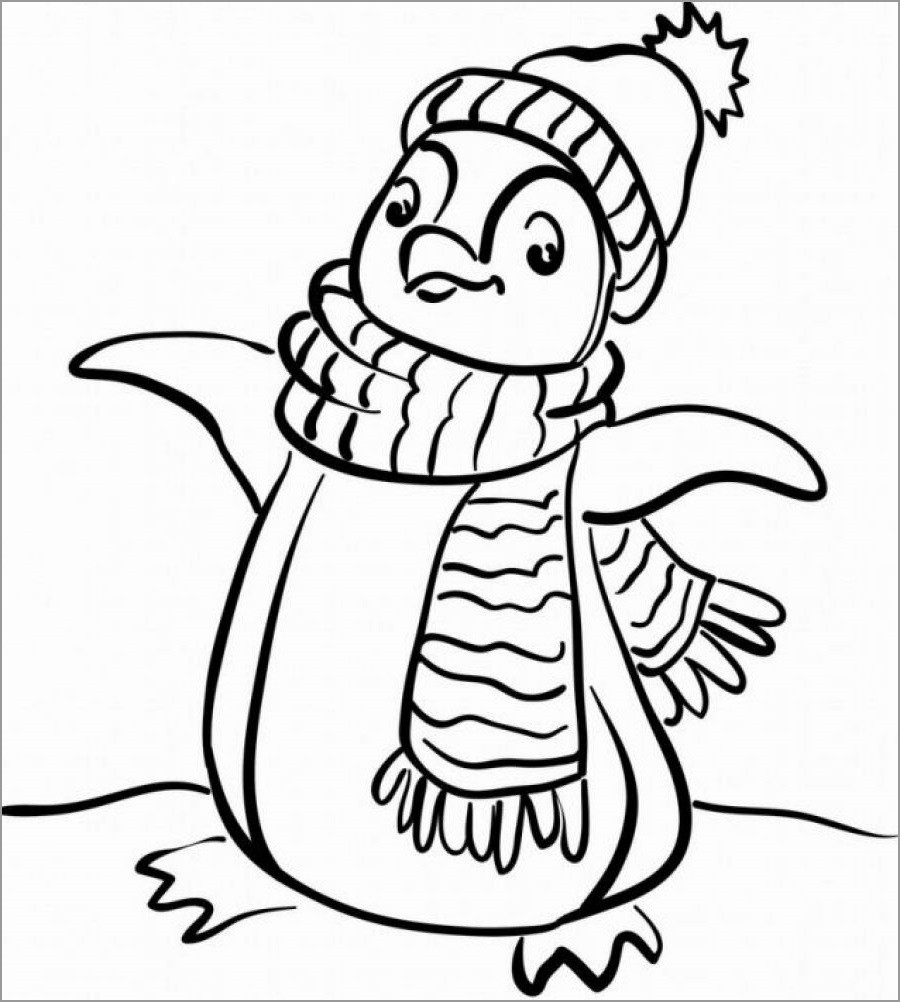 Christmas Penguin Coloring Page for Kids   ColoringBay