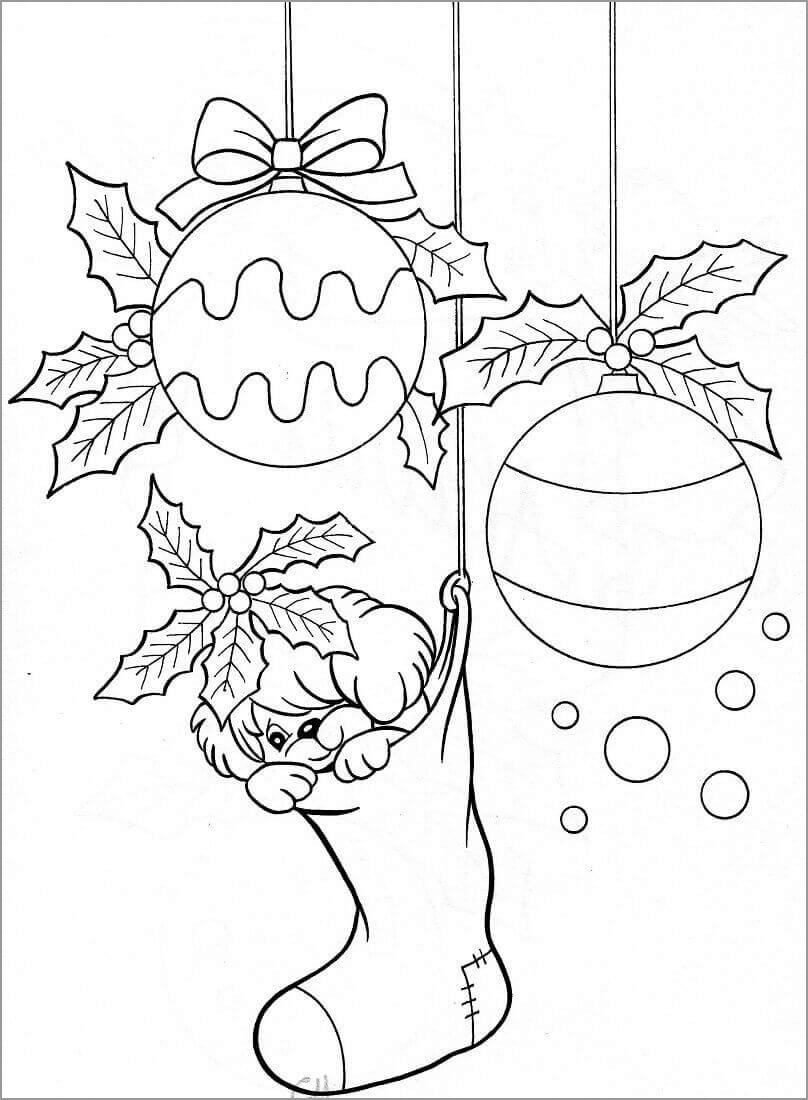Christmas Puppy Coloring Page