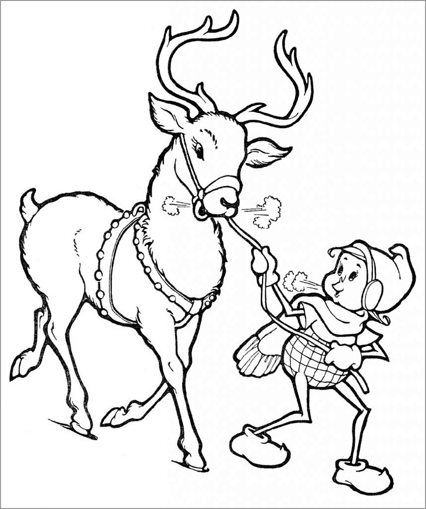 Christmas Reindeer Coloring Pages   ColoringBay