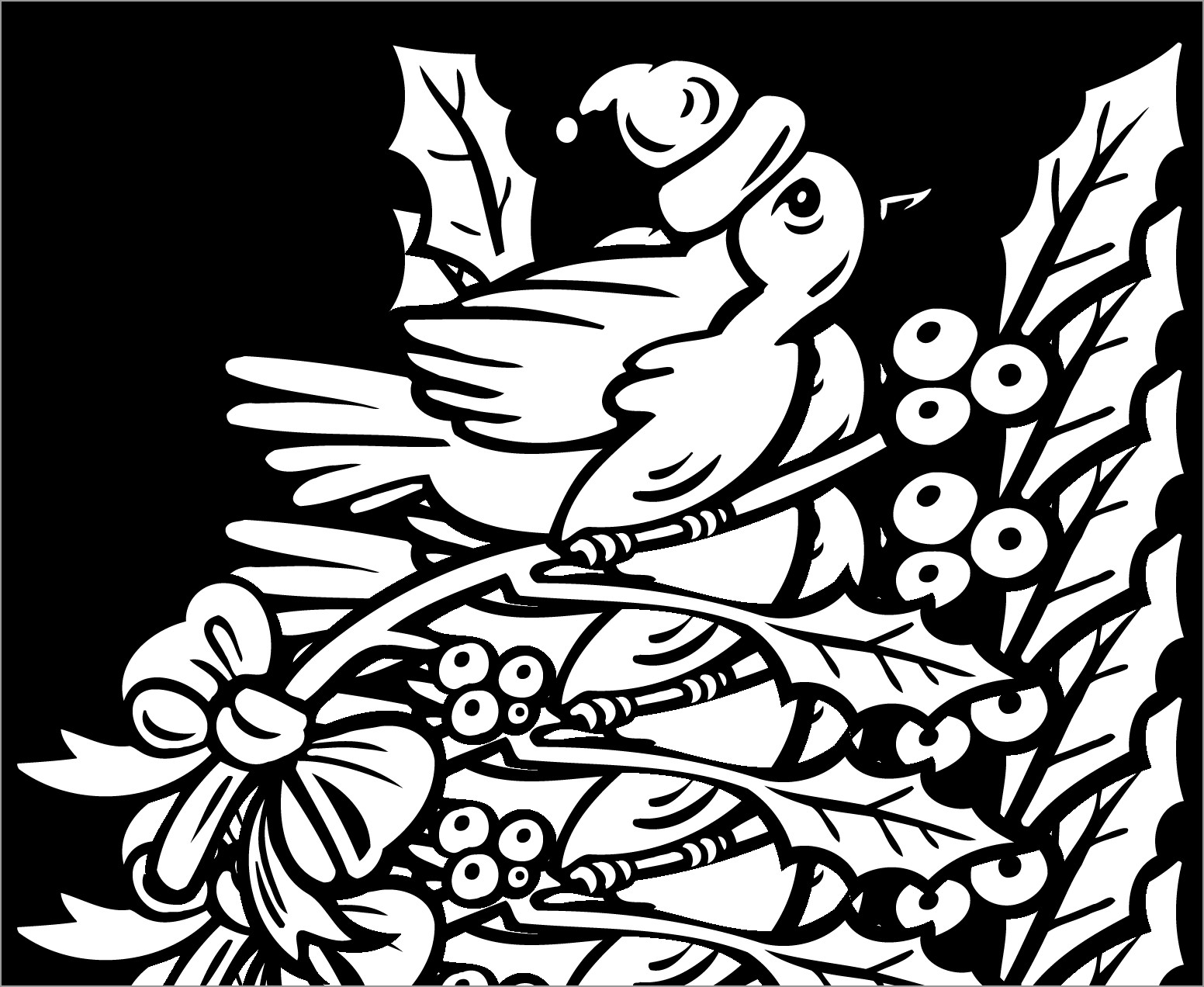 Christmas Robin Bird Coloring Page