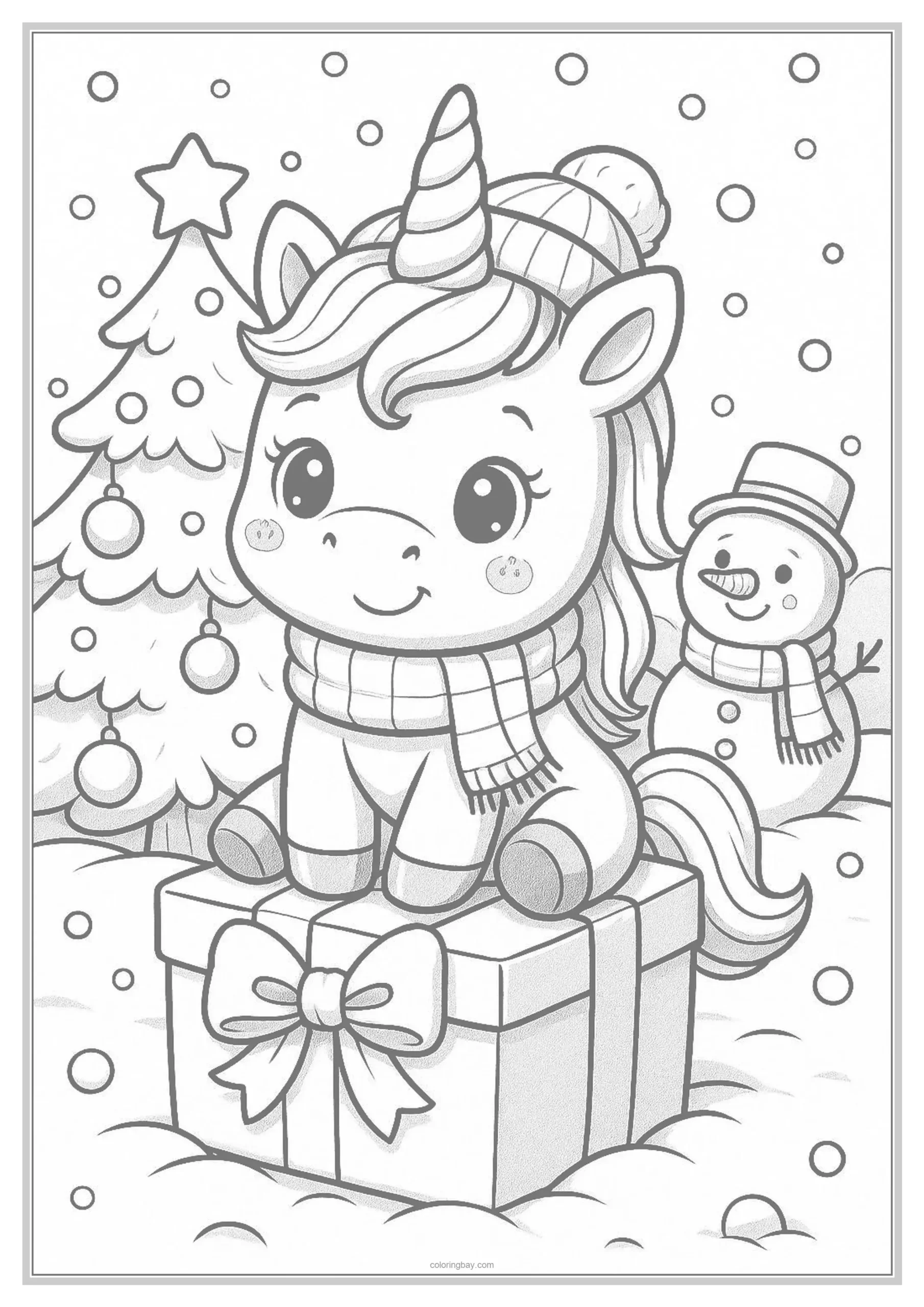 christmas unicorn coloring page christmas unicorn coloring page