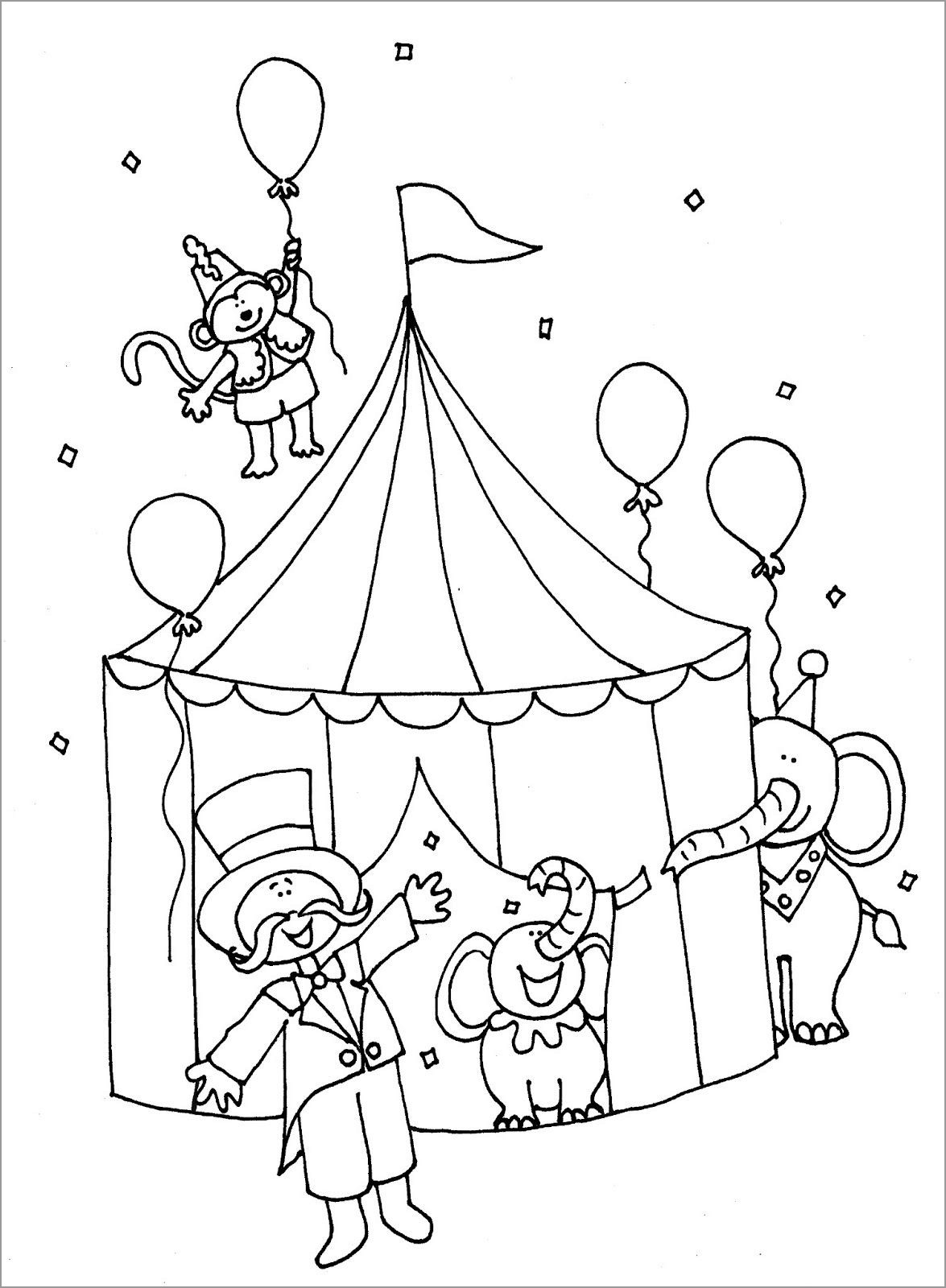 Circus Acrobat Tent Coloring Page