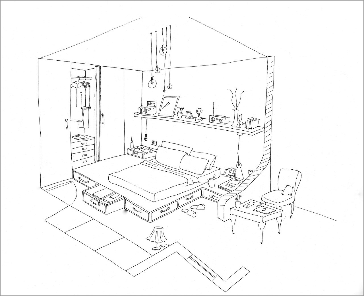 Coloring Page Of A Bedroom