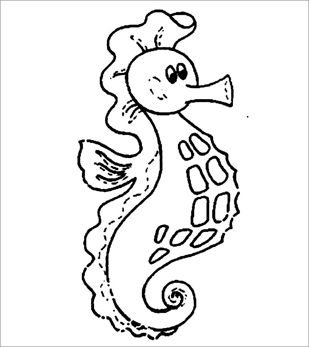 Coloring Page Of Cute Seahorse