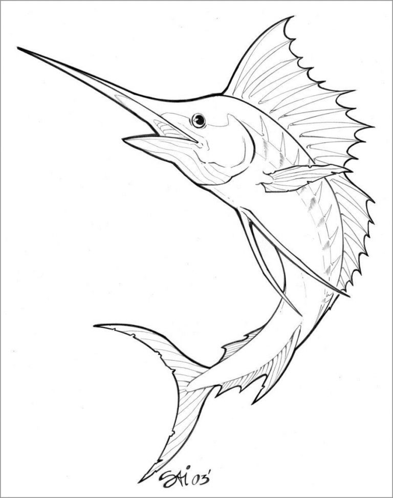Realistic Swordfish Coloring Page - ColoringBay