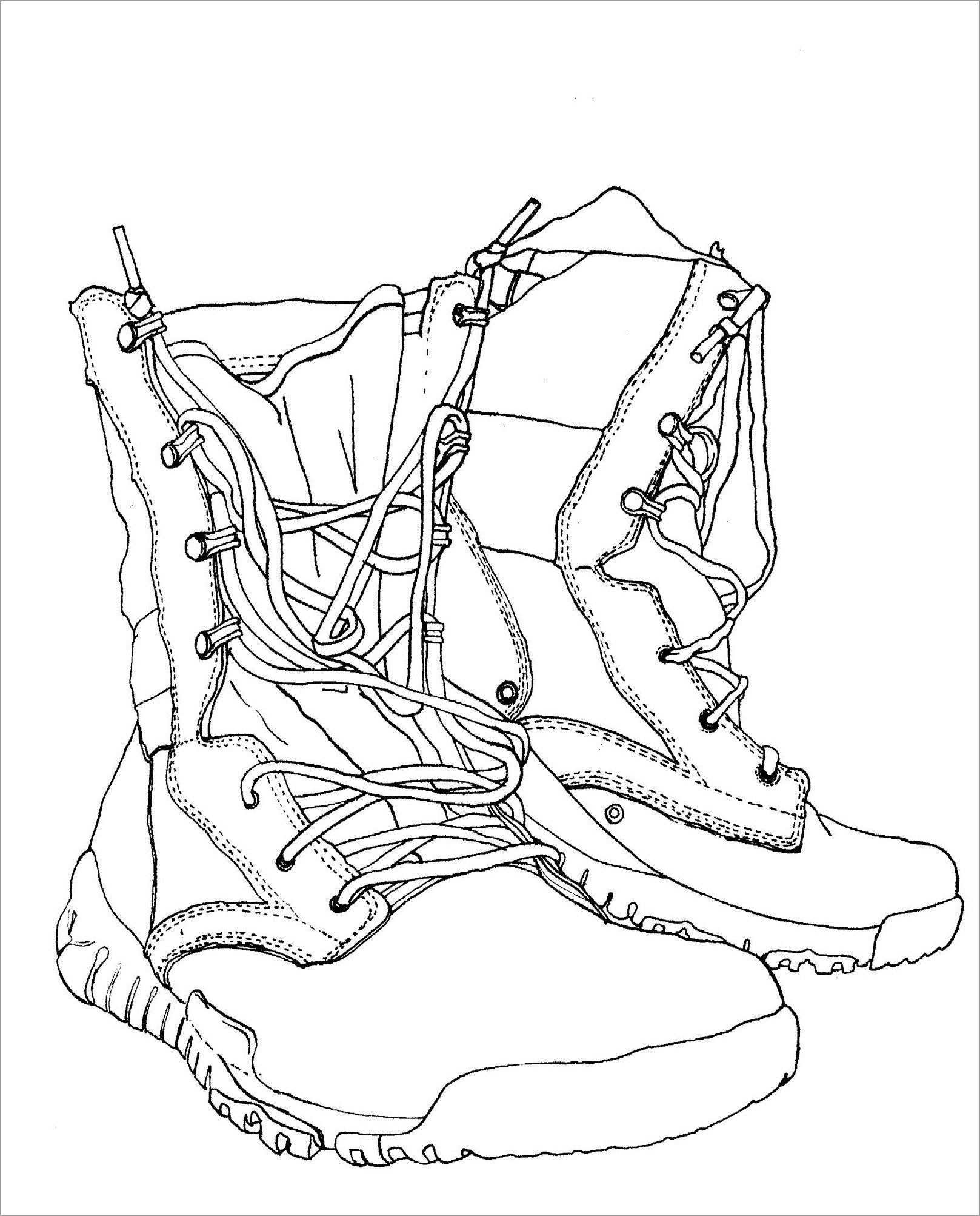 Combat Army Boots Coloring Pages