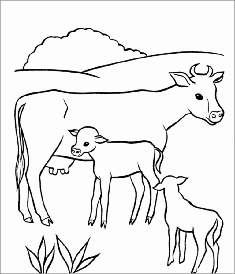 Cows Moms and Baby Coloring Page - ColoringBay