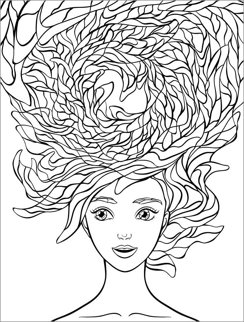 Hair Coloring Pages Coloringbay