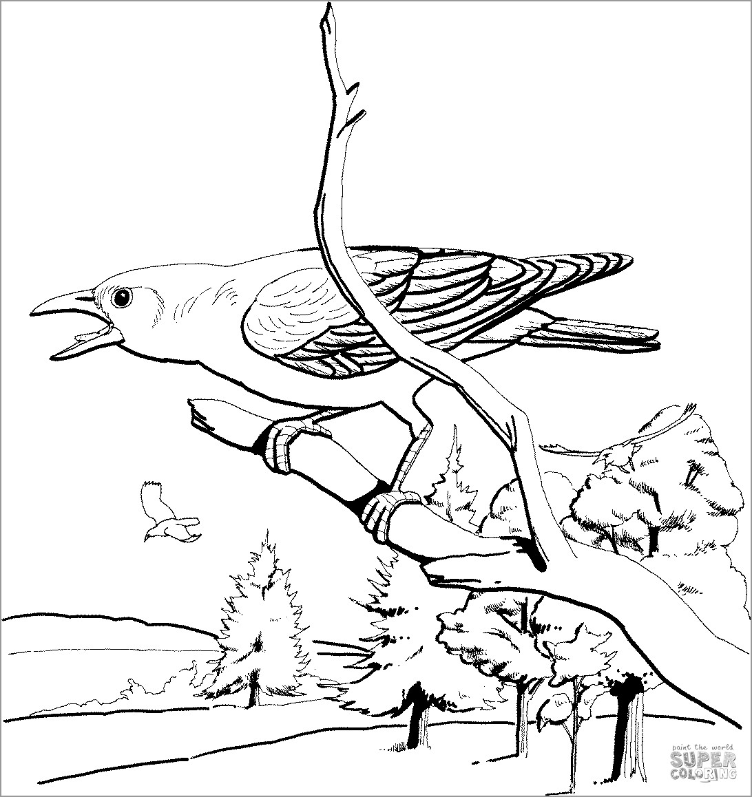 Crows Coloring Page to Print